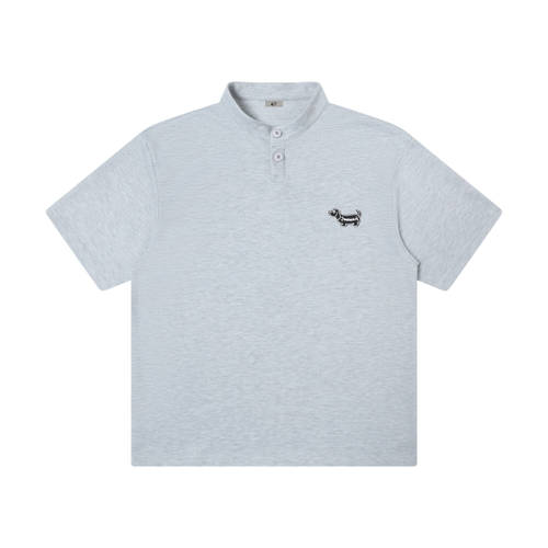 Madxmarx Minimal Embroidered Polo Shirt - M / Grey
