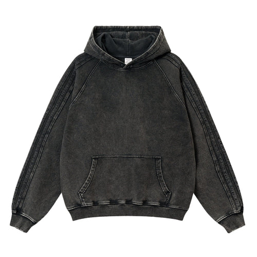 Moletom Oversize com Mangas Raglan e Efeito Desgastado - preto / S