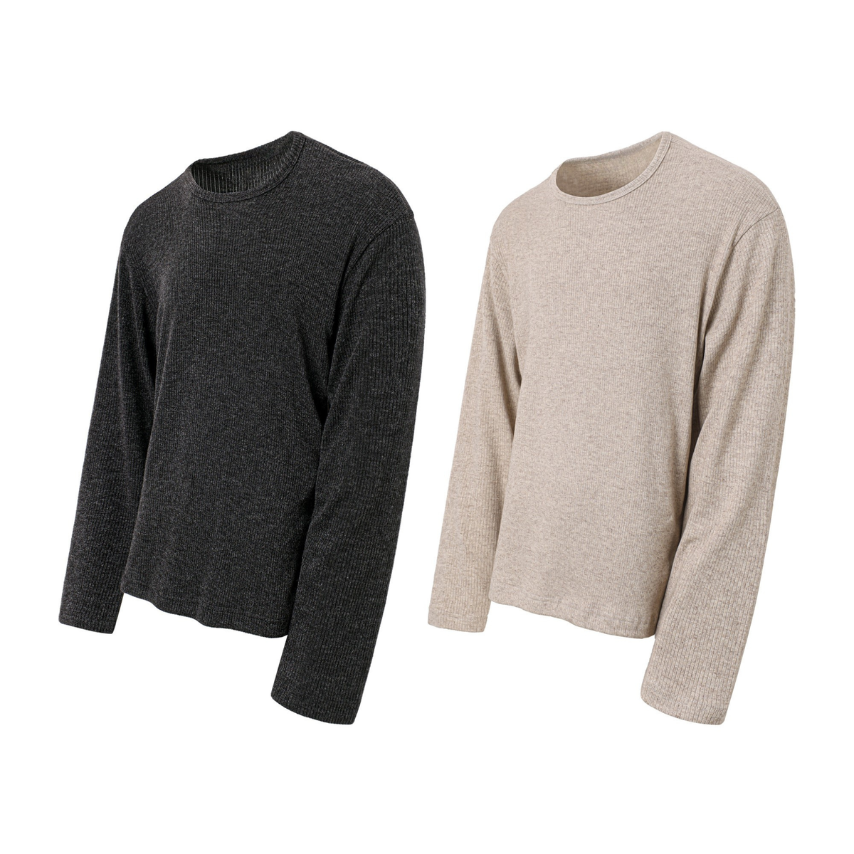 Madxmarx Ribbed Texture Long-Sleeve Tee