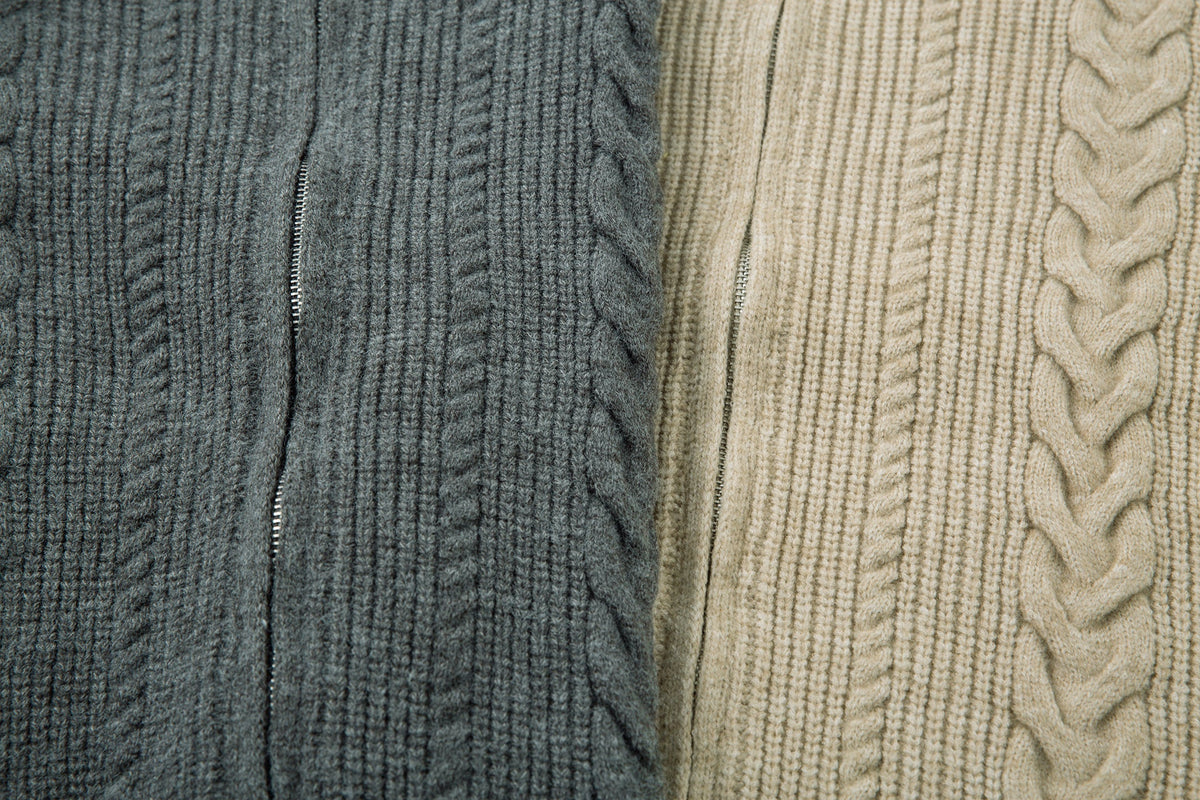 Madxmarx Cable Knit Zip-Up Sweater Jacket