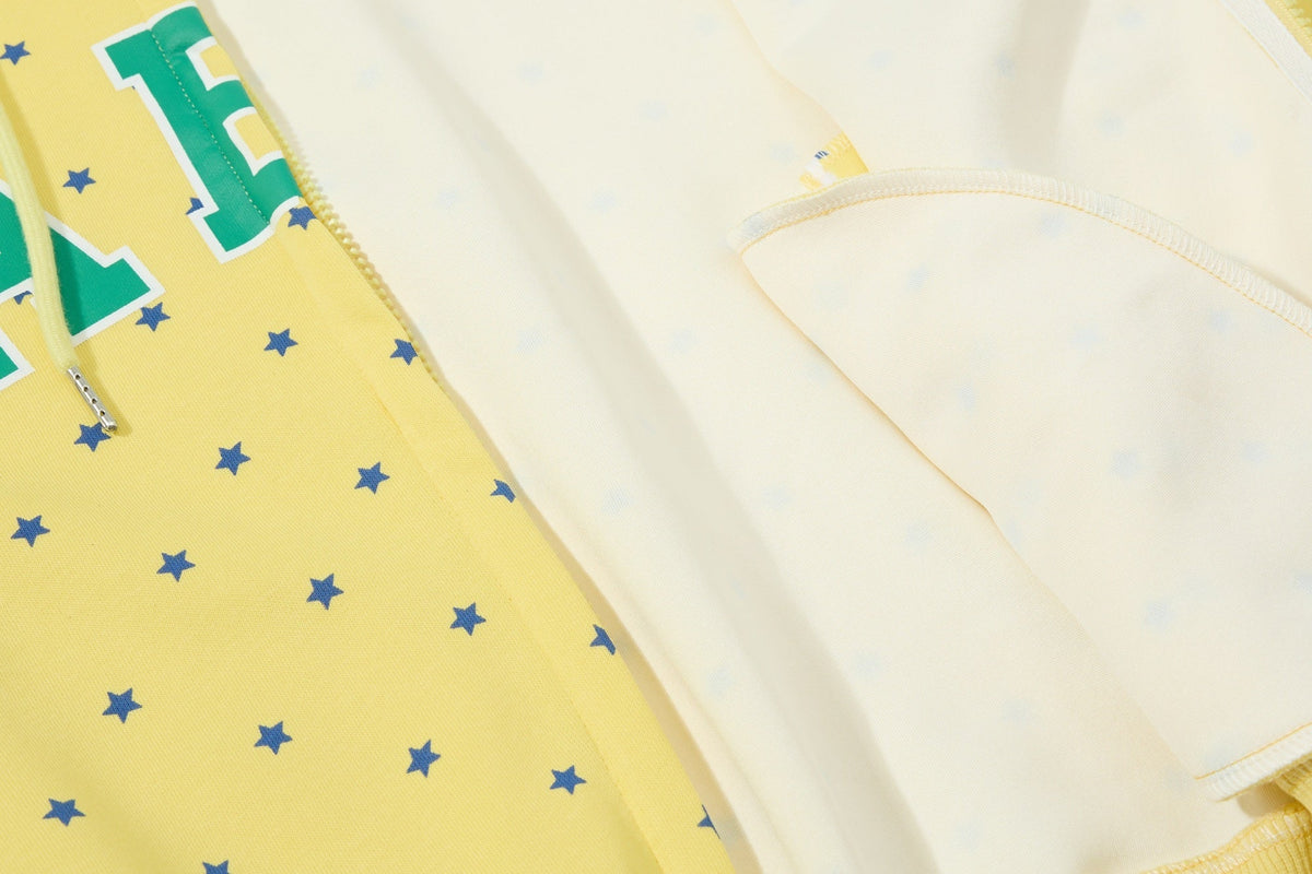 Madxmarx Star Print Varsity Zip-Up Hoodie