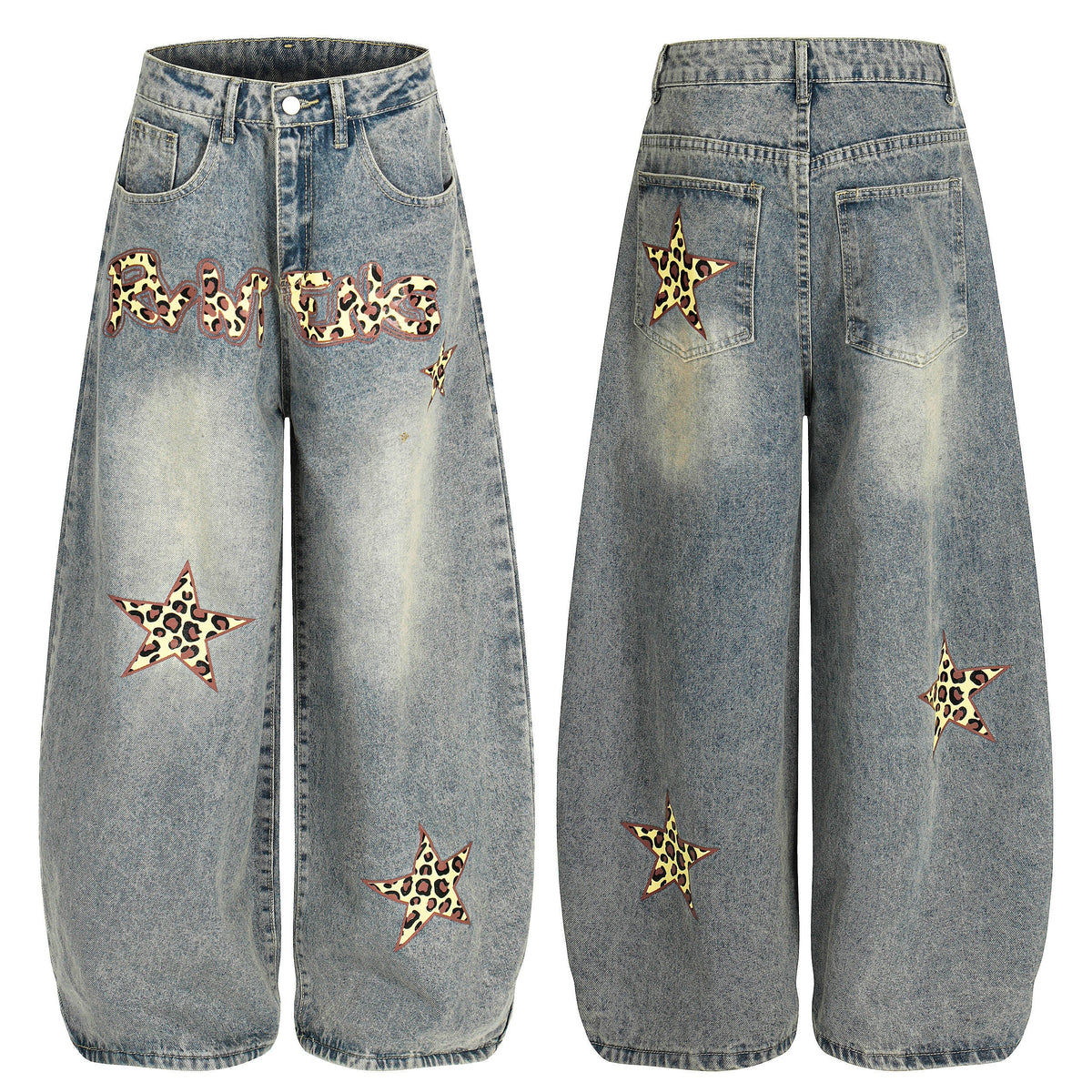 Jeans larges à motif léopard Madxmarx Star