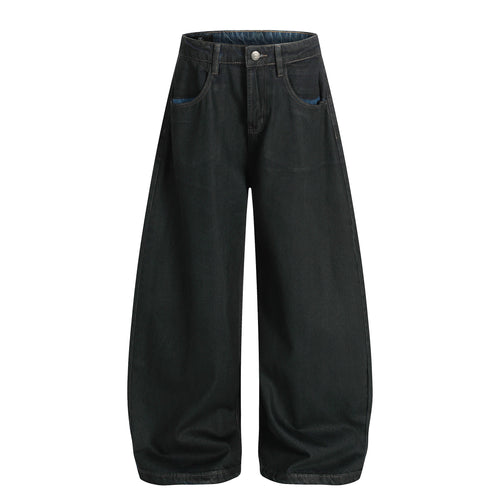 Madxmarx Minimal Curved Denim Pants - XS / Black