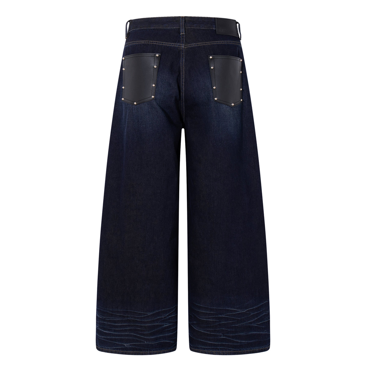 Madxmarx Leather-Patch Wide-Leg Denim