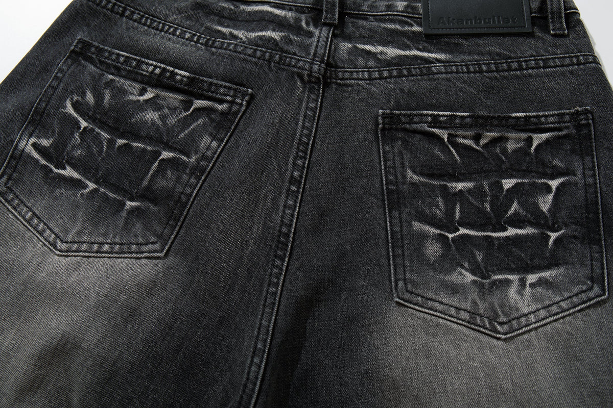 Madxmarx Cracked-Wash Wide-Leg Denim