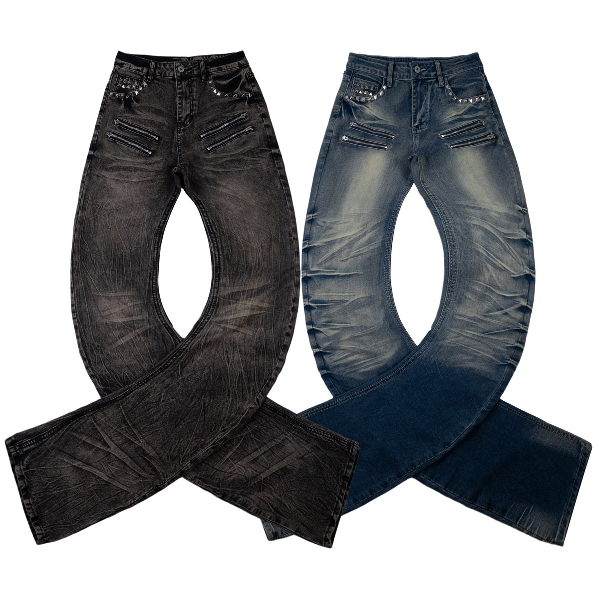 Madxmarx Stacked Moto Zip Jeans