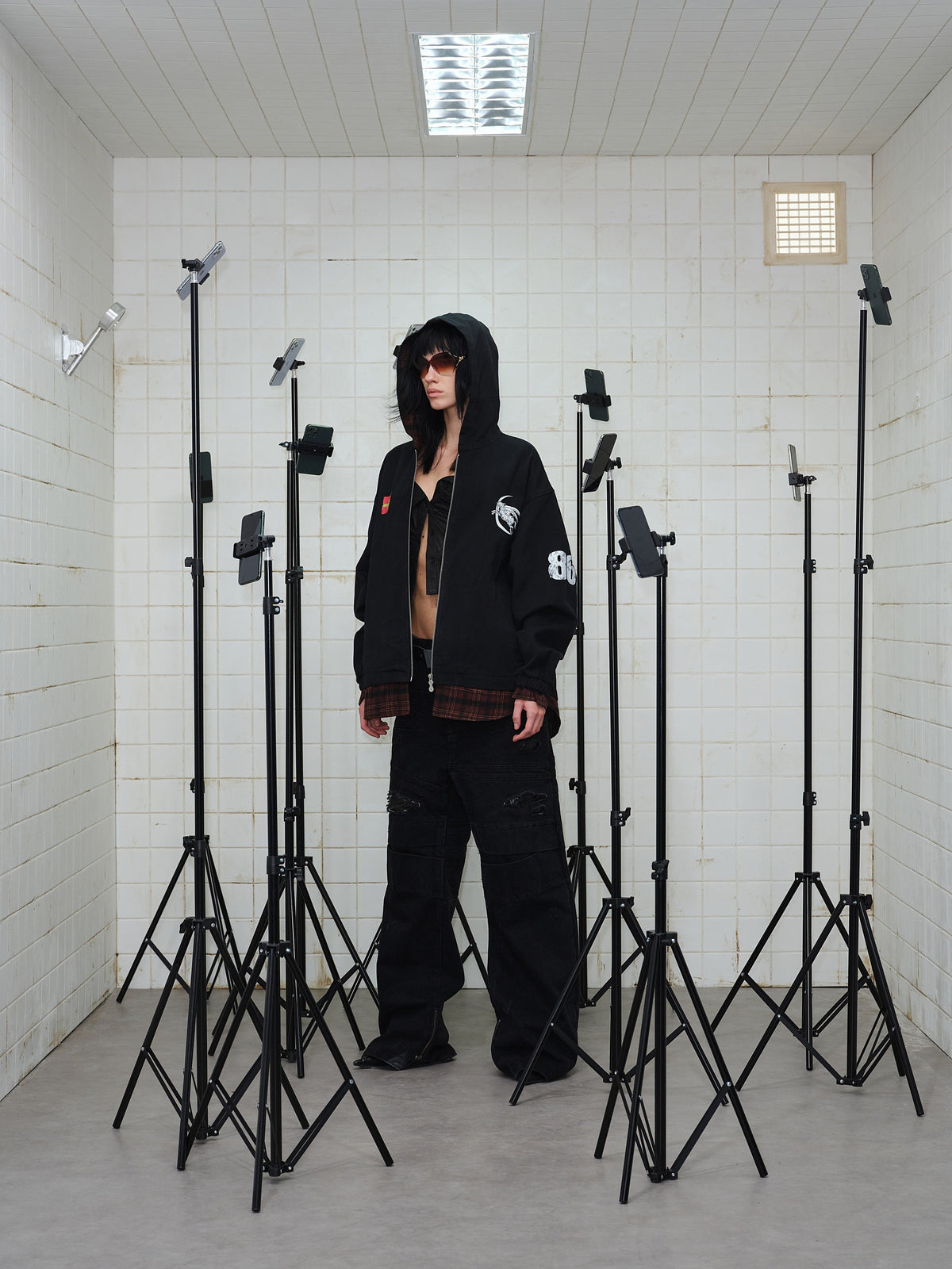 Madxmarx Plaid-Lined Zip Hoodie