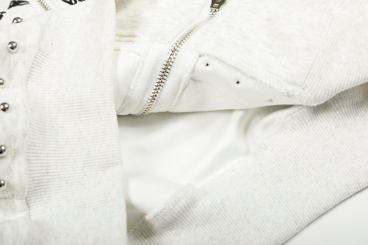 Madxmarx Faux-Fur Collar Graphic Zip Hoodie