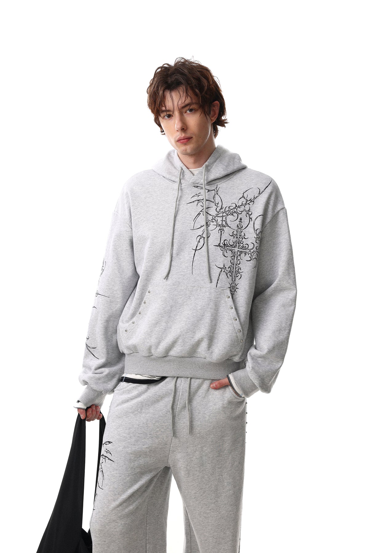 Madxmarx Gothic Cross Graphic Hoodie