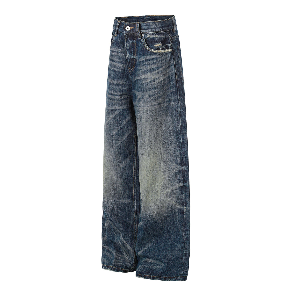 Madxmarx Distressed Dark Wash Wide-Leg Jeans