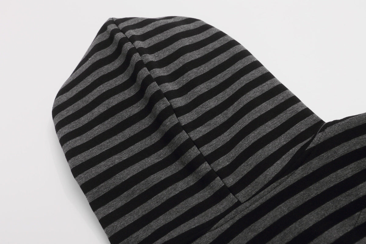 Madxmarx Fleur-De-Lis Striped Zip-Up Hoodie