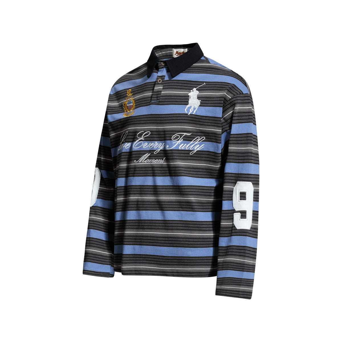 Madxmarx Striped Embroidered Rugby Polo Long Sleeve