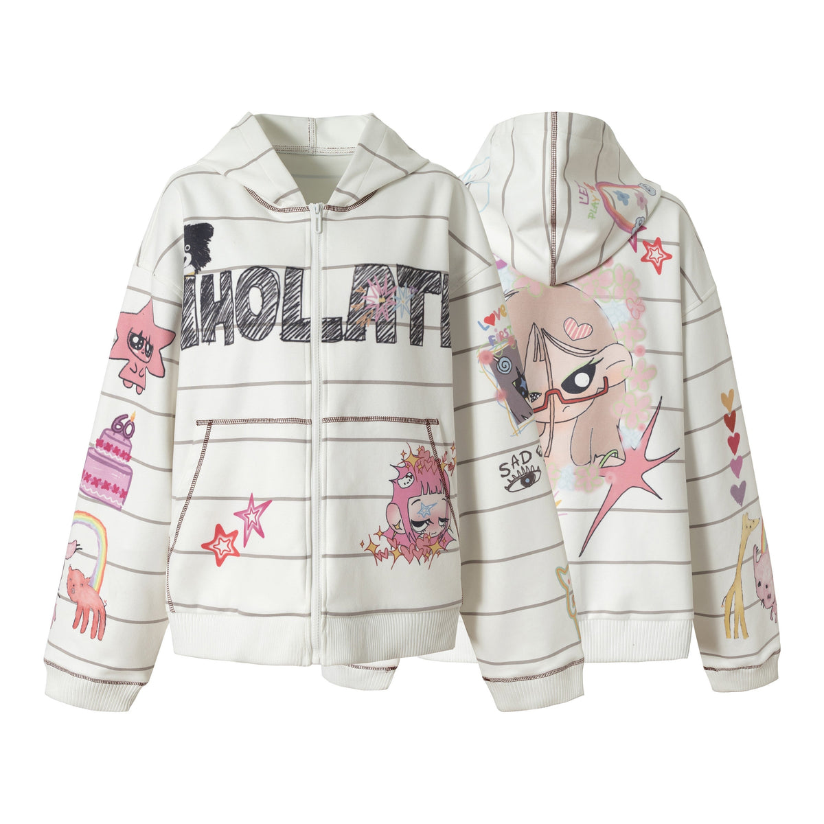 Madxmarx All-Over Graphic Zip Hoodie