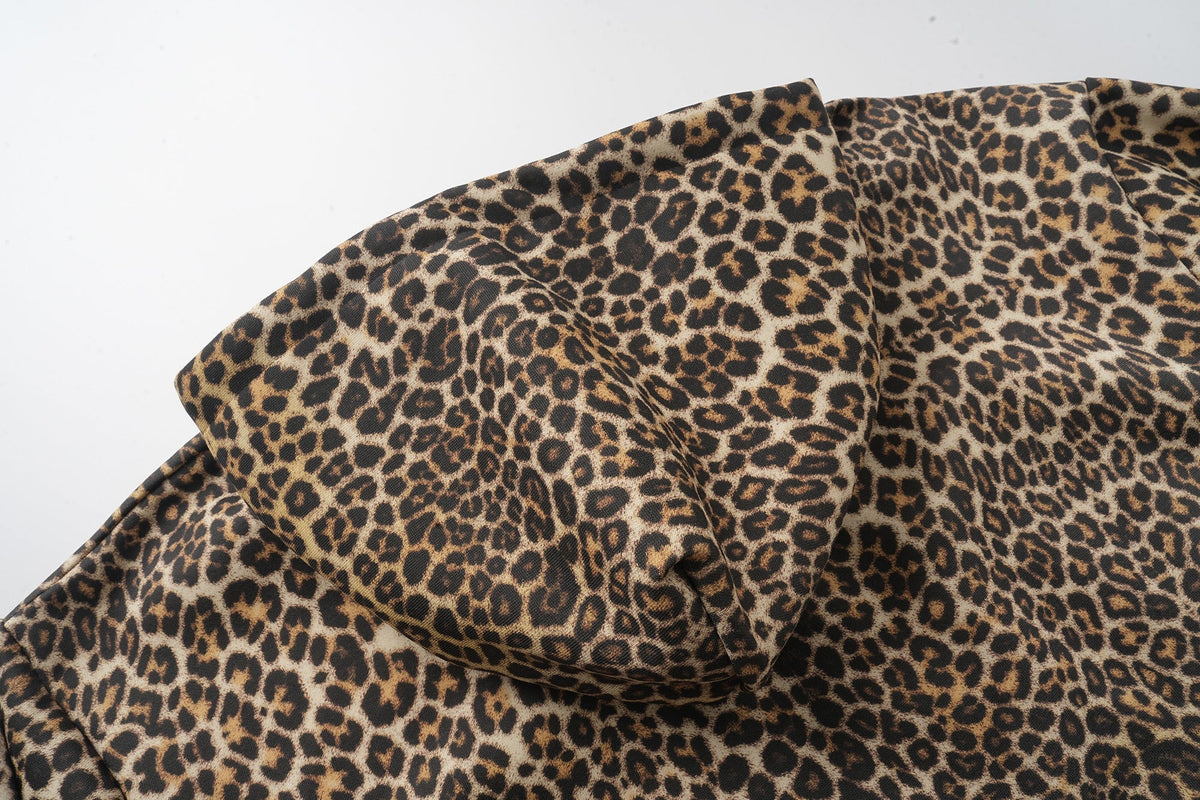 Madxmarx Leopard Graphic Zip-Up Hoodie