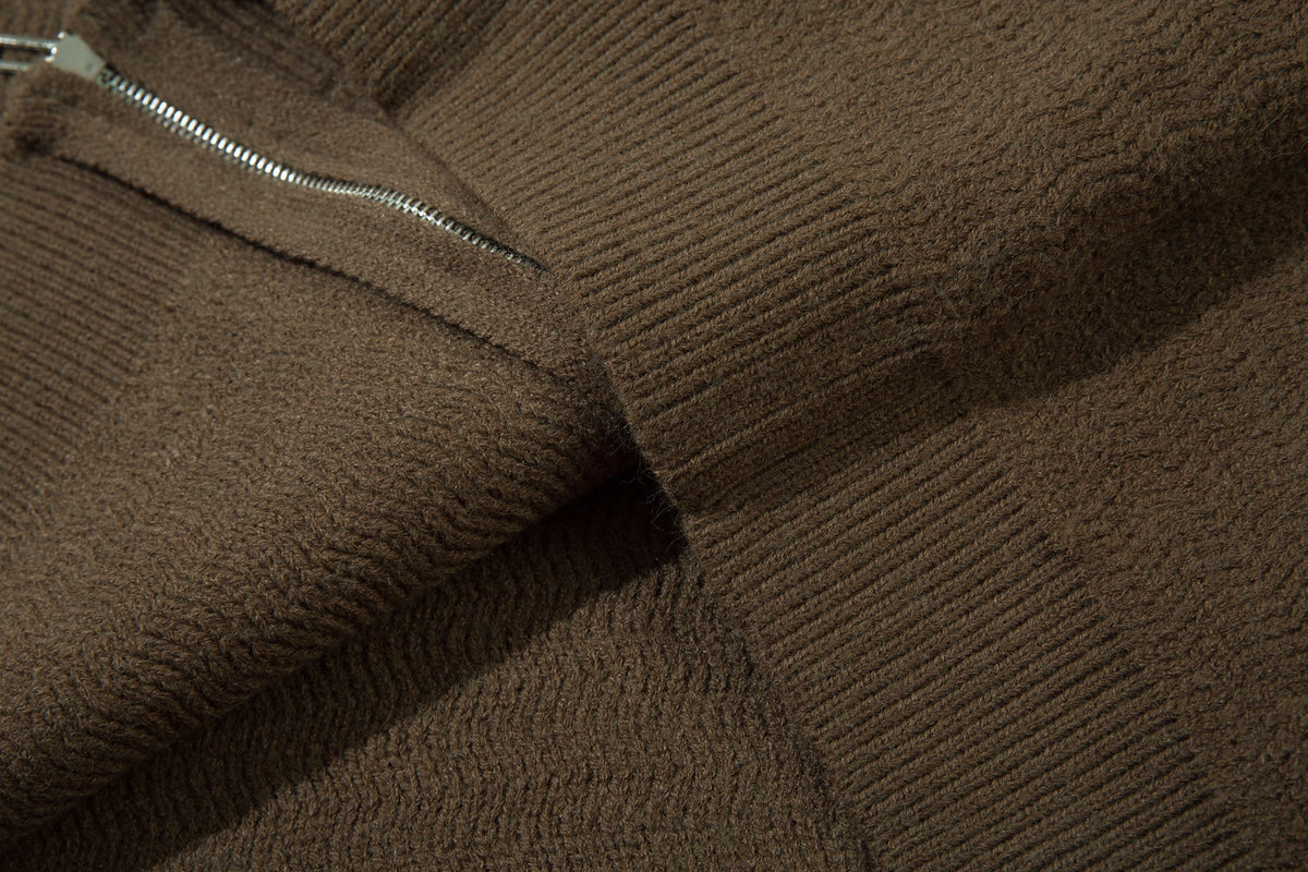 Madxmarx Textured Knit Zip-Up Hoodie