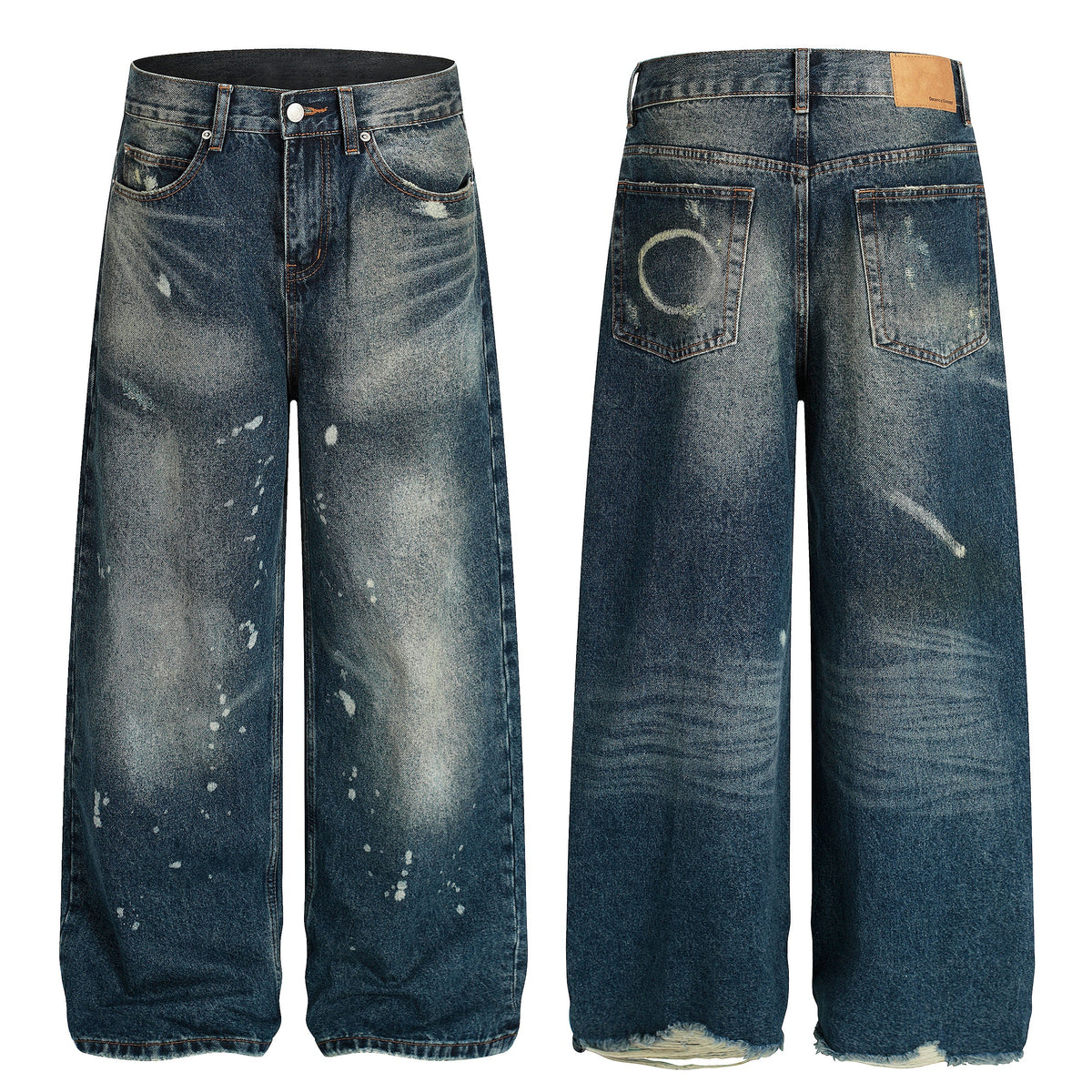 Madxmarx Vintage-Waschung Wide-Leg-Jeans