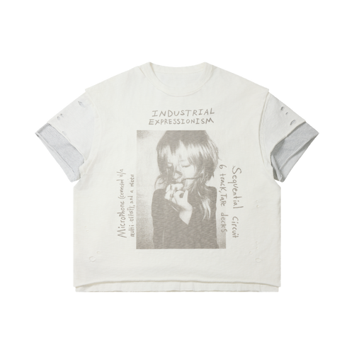Madxmarx Layered Distressed Graphic Tee - M / White
