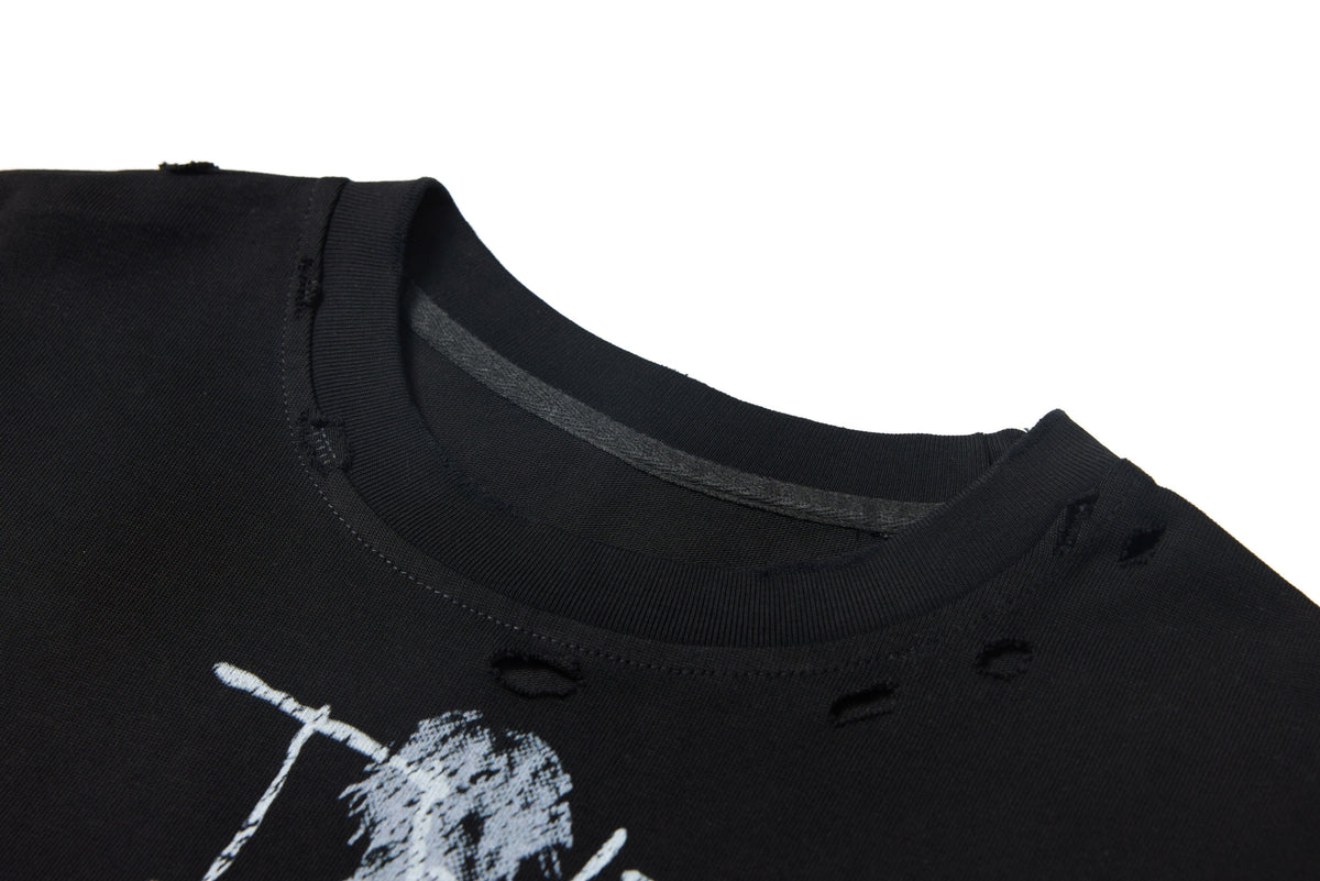 Madxmarx Distressed Graphic Long Sleeve Tee