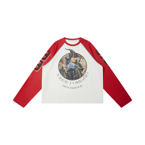 Madxmarx Moto Racing Raglan Long Sleeve Tee - M / Red