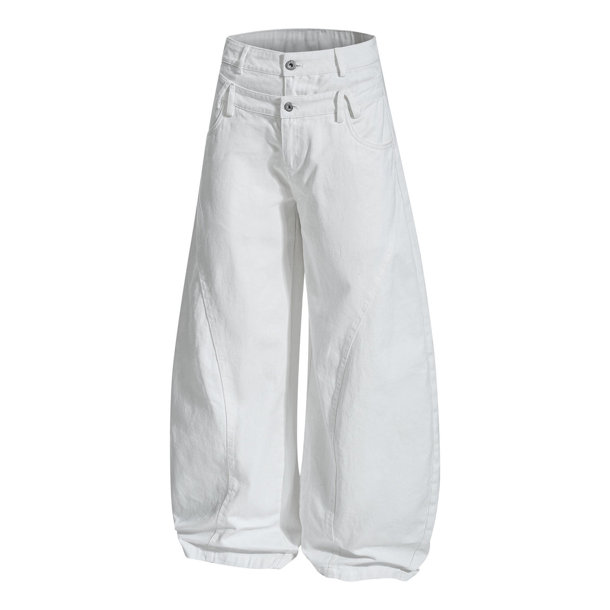 Madxmarx Double-Waist Curved Wide Pants