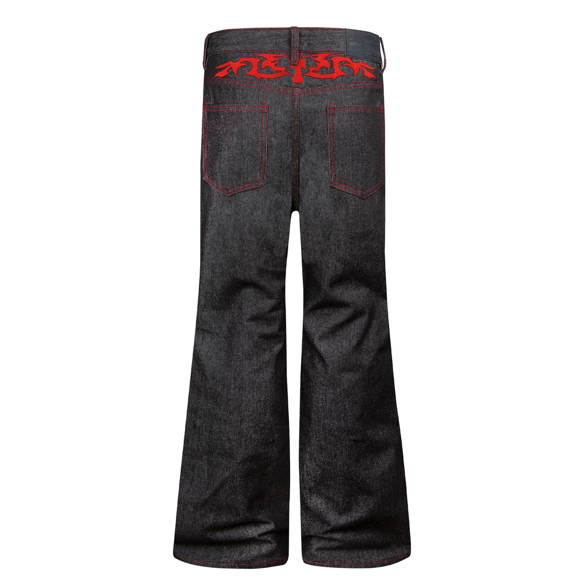 Madxmarx Contrast Stitch Script Wide-Leg Jeans