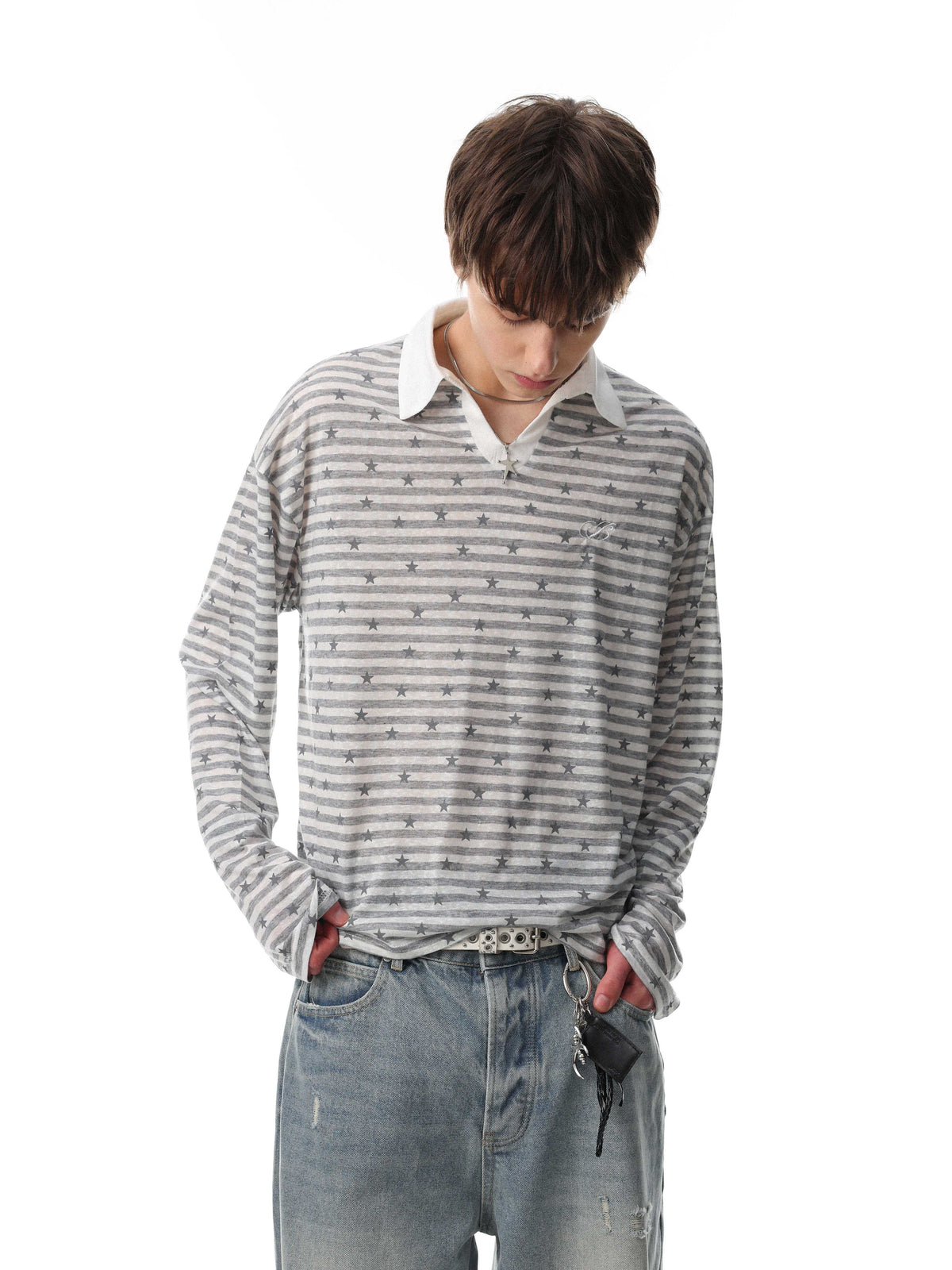 Madxmarx “Star Stripe Long Sleeve Polo”