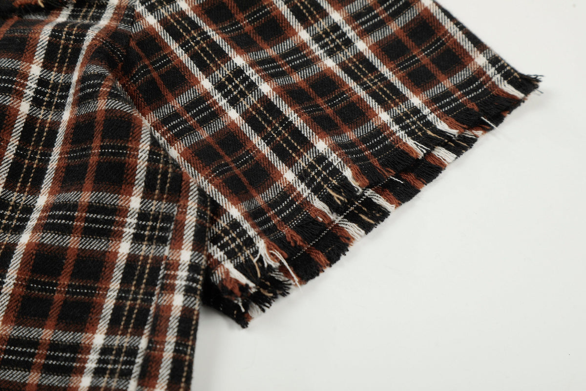 Madxmarx “Distressed Plaid Short Sleeve Shirt”