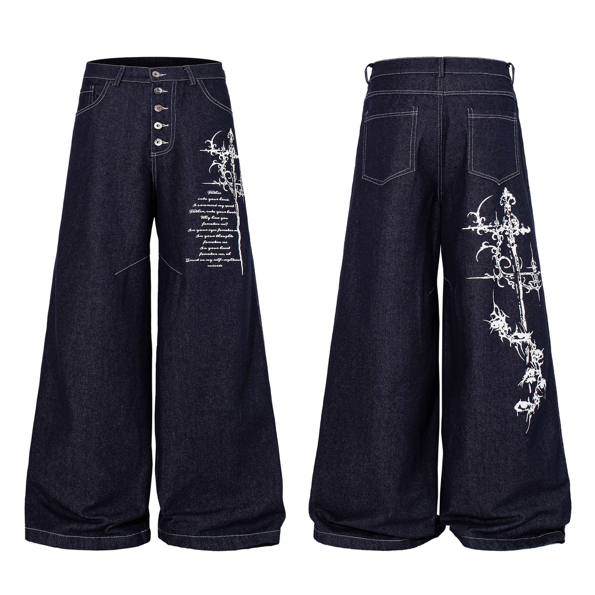 Madxmarx Gothic Script Wide-Leg Jeans