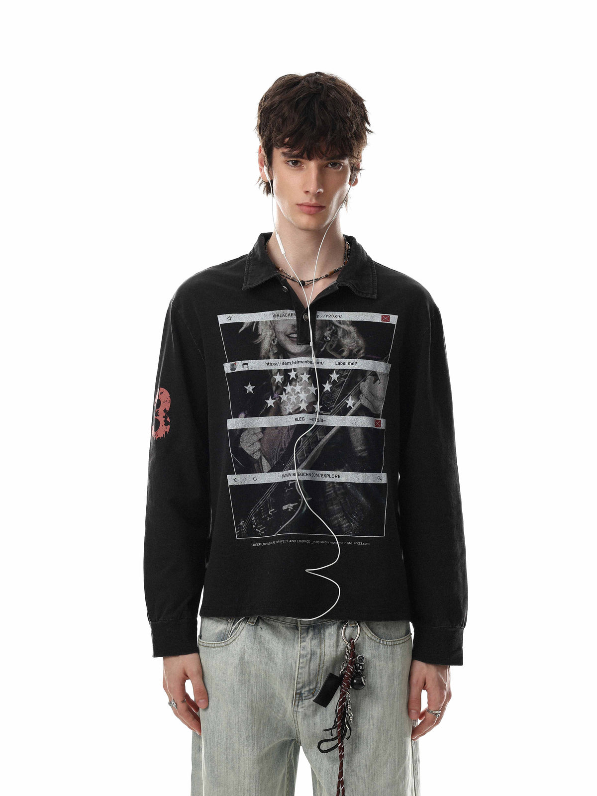 Madxmarx Vintage Graphic Polo Long Sleeve
