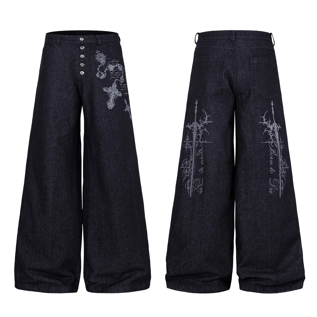 Madxmarx Gothic Cross Wide-Leg Jeans