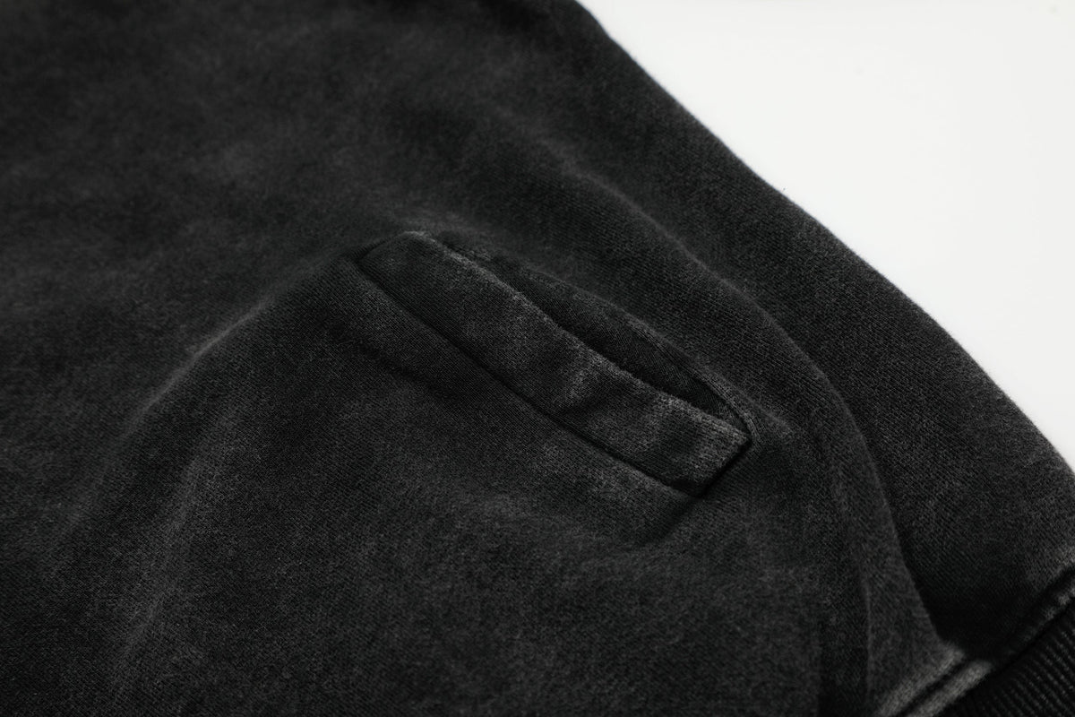 Madxmarx Asymmetric Zip Washed Hoodie Jacket