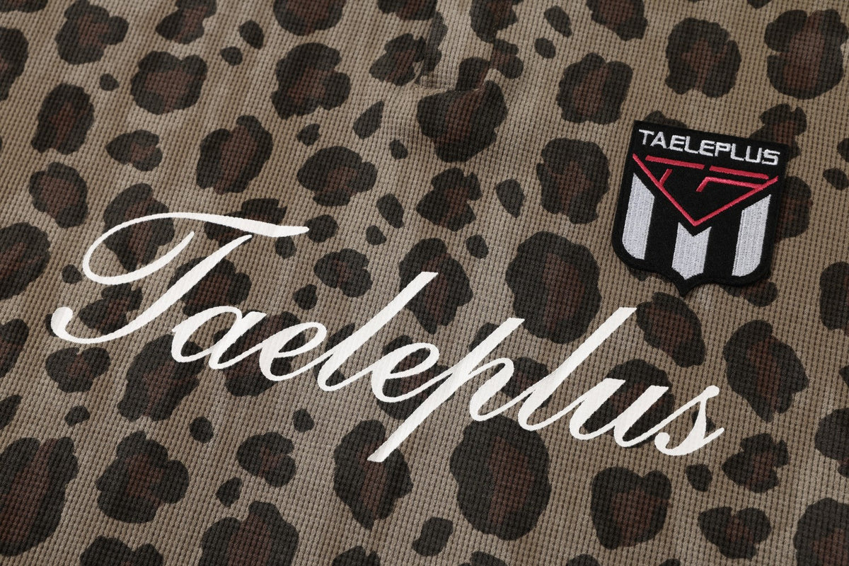 Madxmarx Leopard Print Long Sleeve Polo