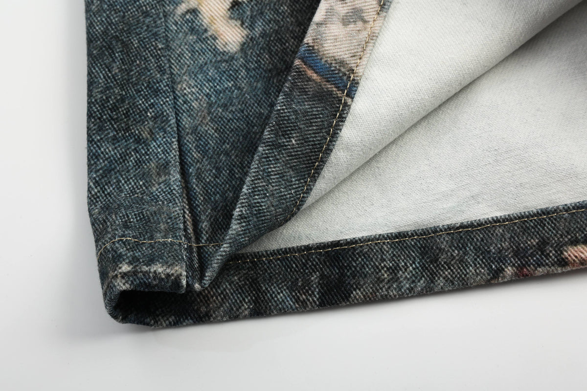 Madxmarx Vintage Chain Patchwork Wide-Leg Jeans