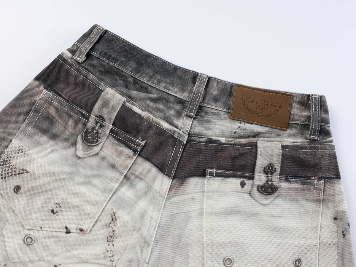 Madxmarx Abstract Wash Wide-Leg Jeans
