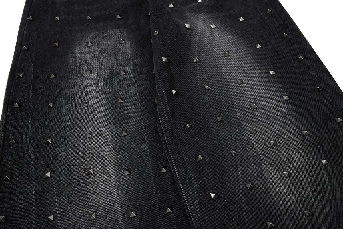 Madxmarx Studded Wide-Leg Denim Jeans