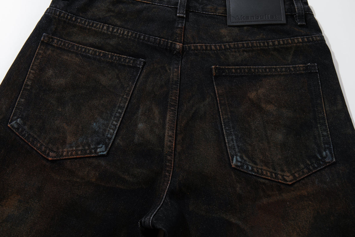 Madxmarx Hand-Painted Washed Wide-Leg Jeans