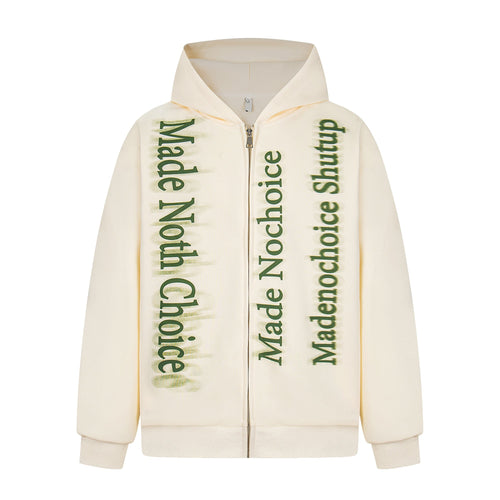 Madxmarx Gradient Letter Zip Hoodie - M / Apricot
