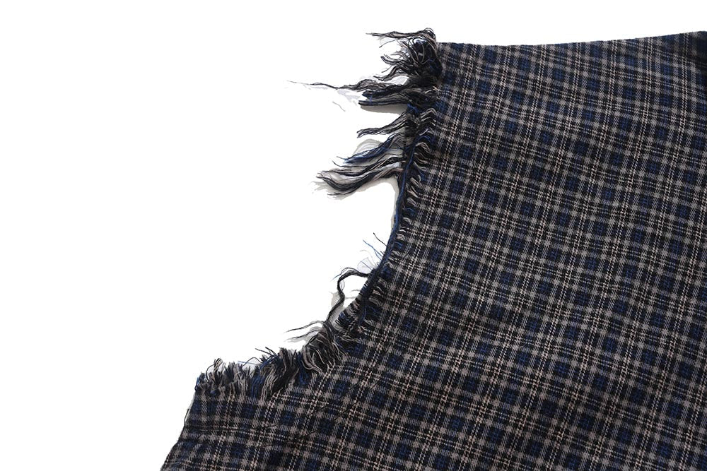 Madxmarx Raw-Edge Plaid Sleeveless Cotton Shirt