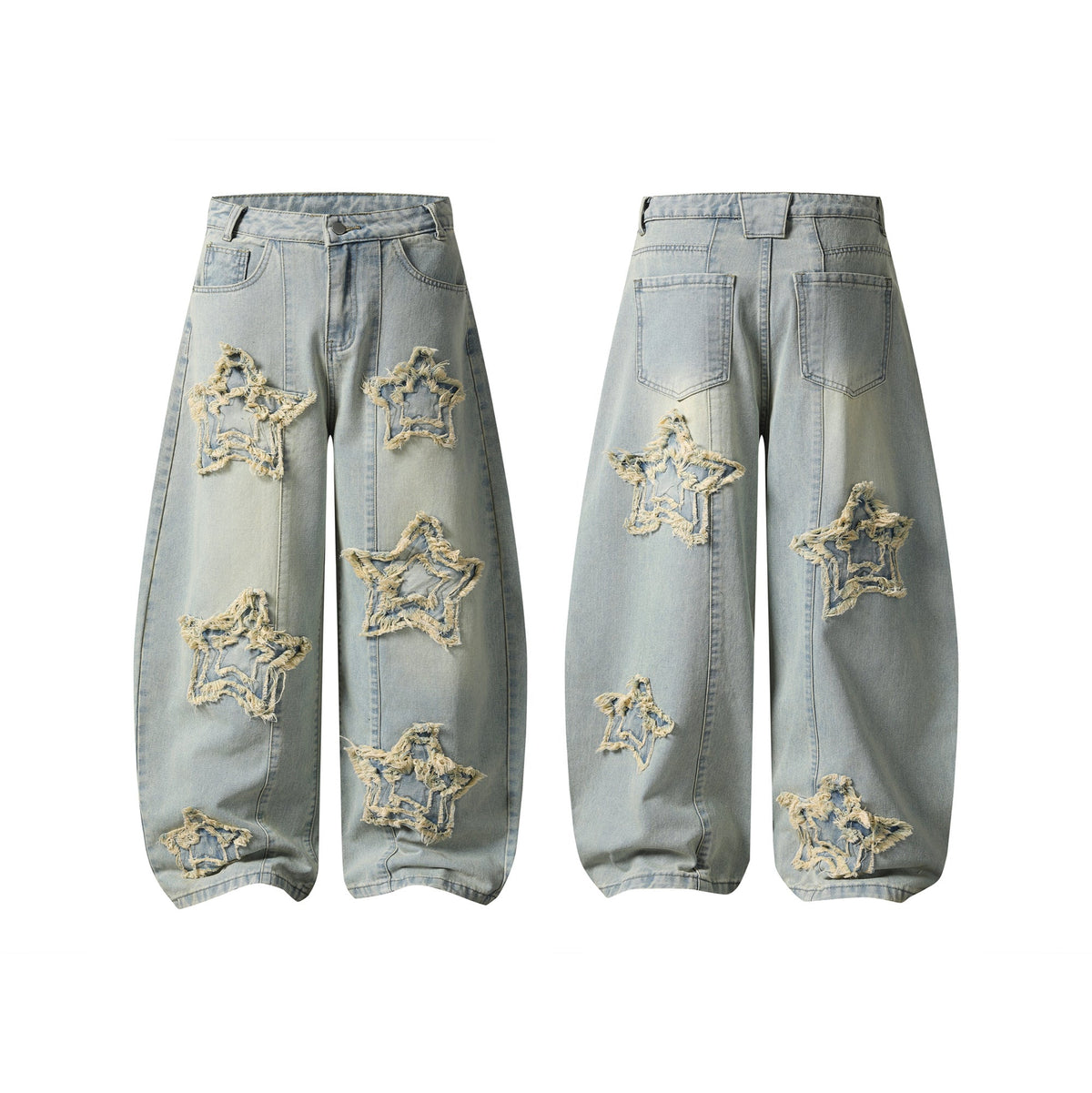 Jeans de pierna ancha con efecto desgastado y estrellas de Madxmarx