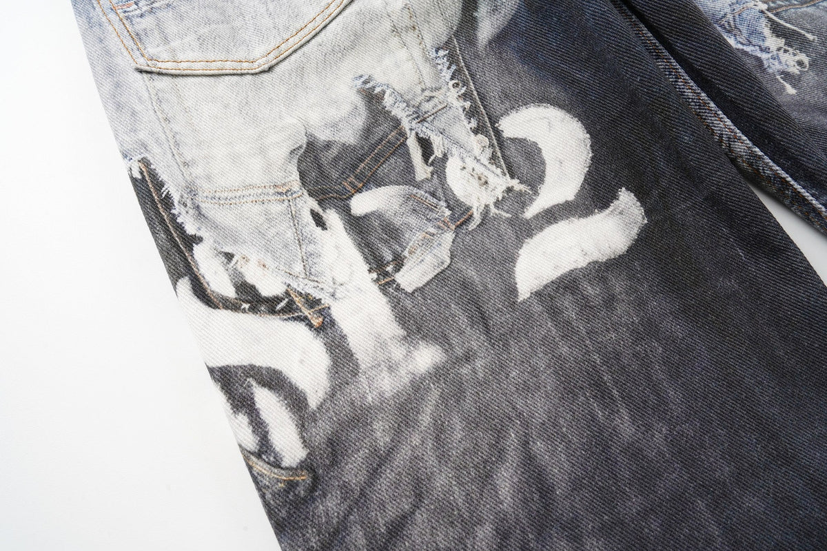 Madxmarx Distressed Patchwork Jeans