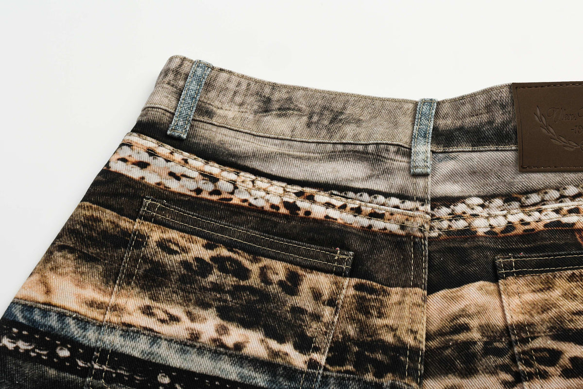 Madxmarx Vintage Chain Patchwork Wide-Leg Jeans