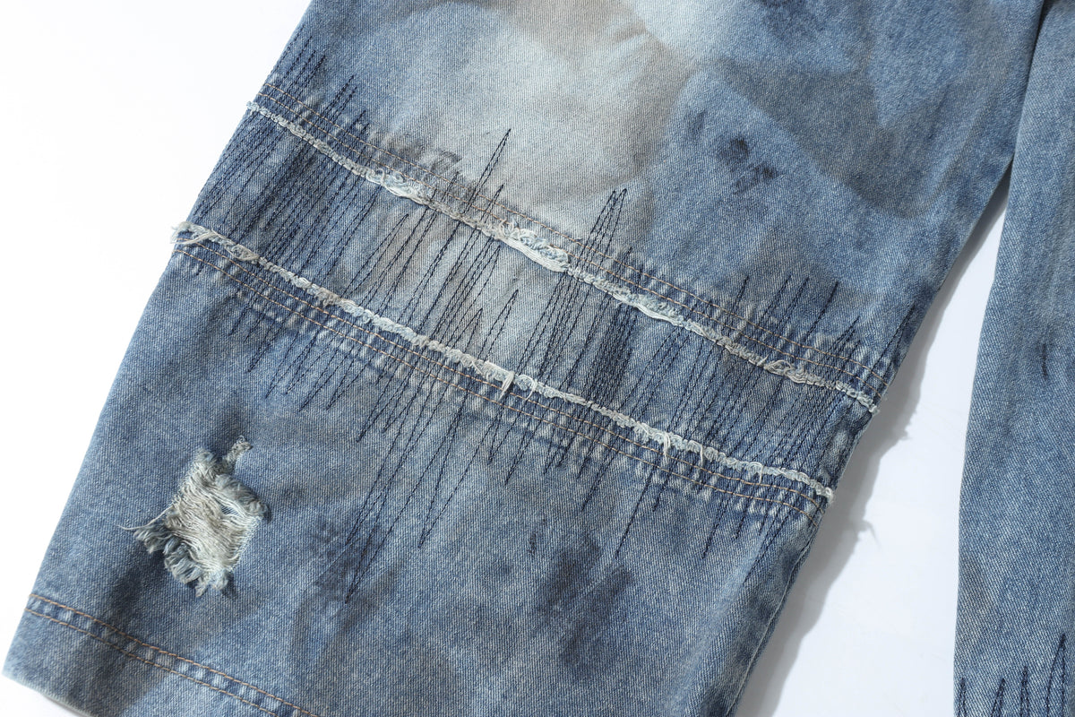 Pantalon en jean patchwork effet vieilli Madxmarx