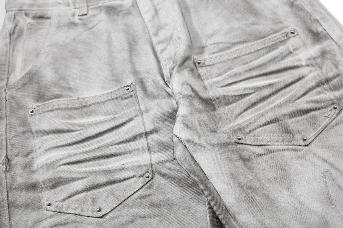 Madxmarx Washed Utility Flare Denim Jeans