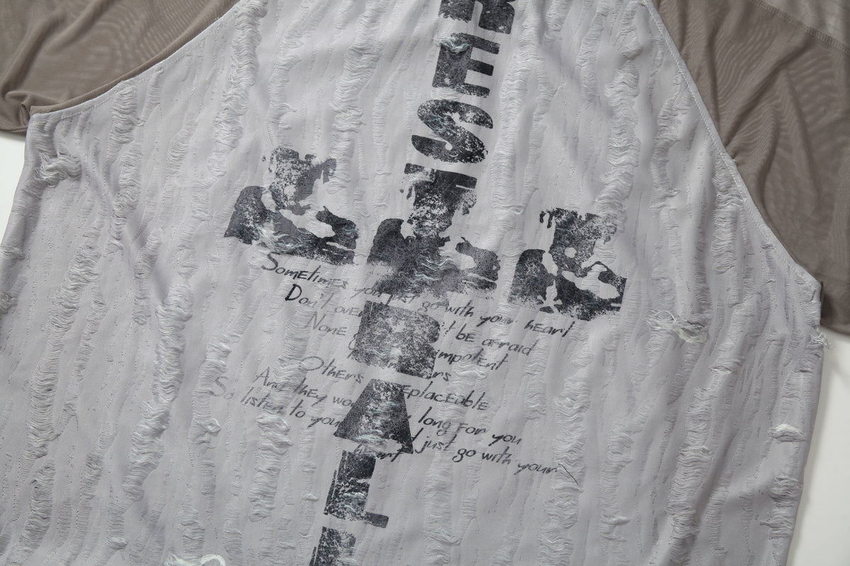 Madxmarx Textured Mesh Patchwork Tee