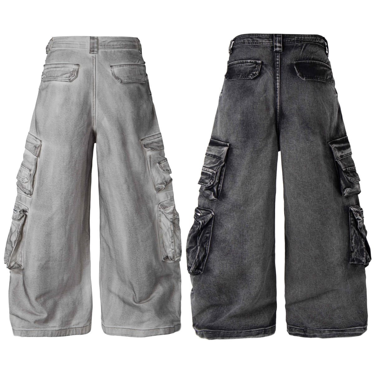 Madxmarx Multi-Pocket Washed Cargo Jeans