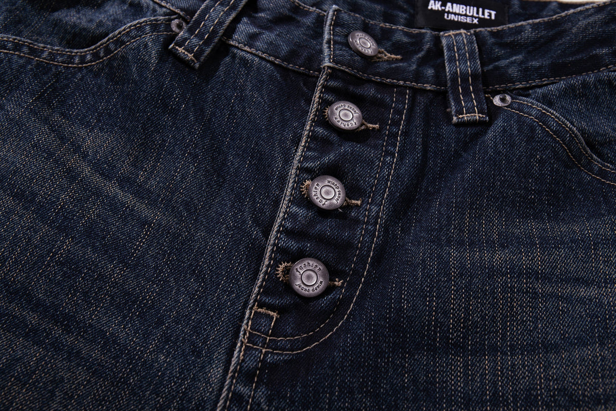 Madxmarx Vintage Button-Fly Wide-Leg Jeans