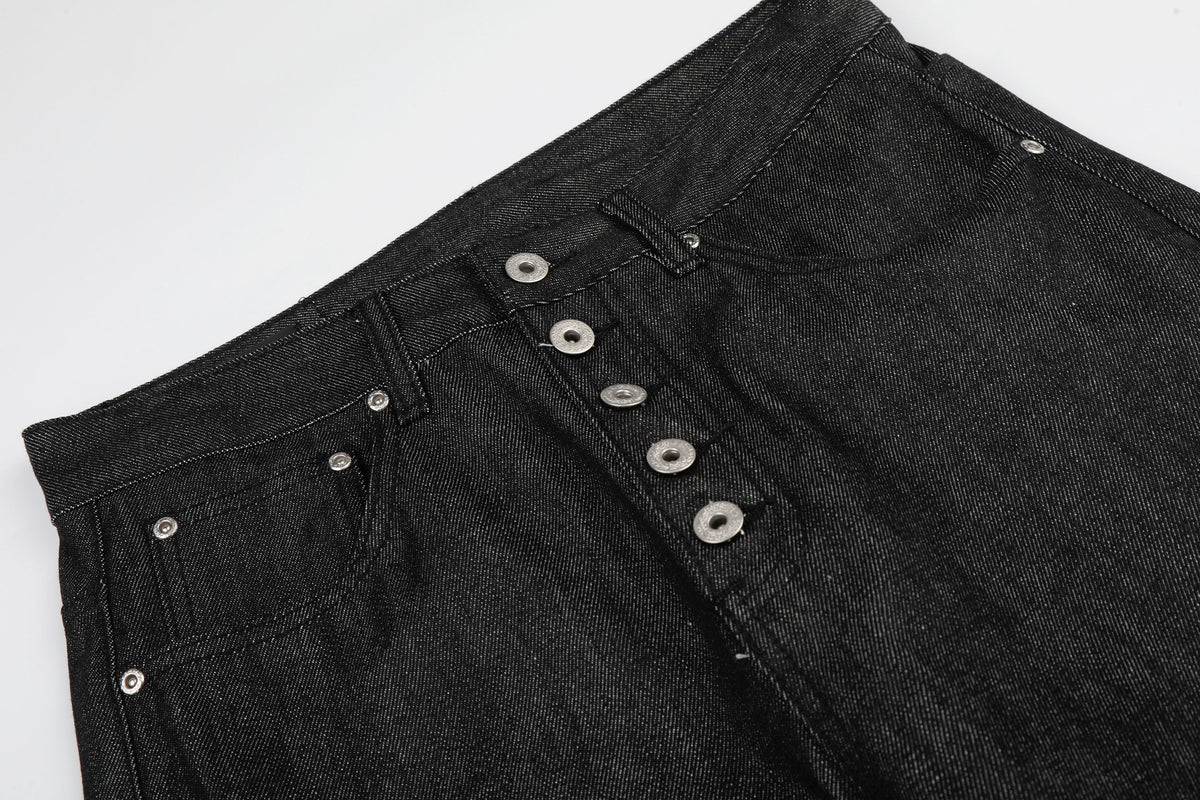Madxmarx „Black Raw Button Denim Jeans“