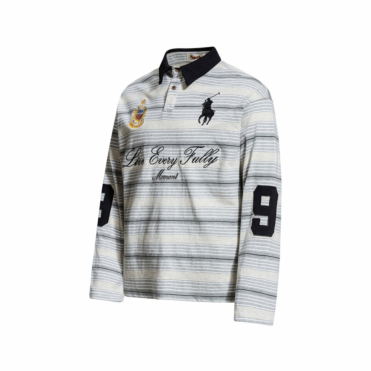 Madxmarx Striped Embroidered Rugby Polo Long Sleeve