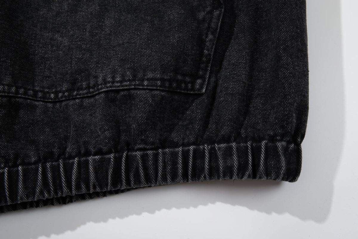 Madxmarx Toggle-Front Washed Denim Hoodie