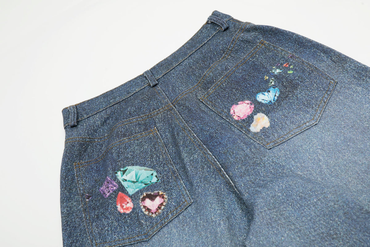 Madxmarx Gemstone Patch Wide-Leg Jeans